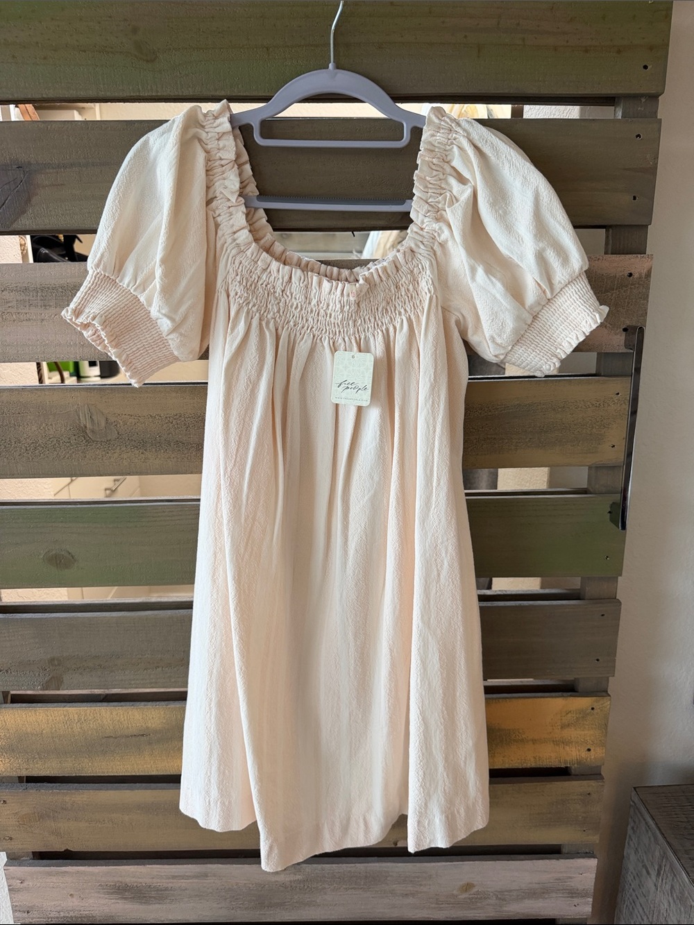 NWT, Free People Smocked Puff-Sleeve Dress in size XS